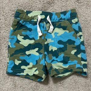 Cat & Jack Blue & Green Camo Drawstring Shorts